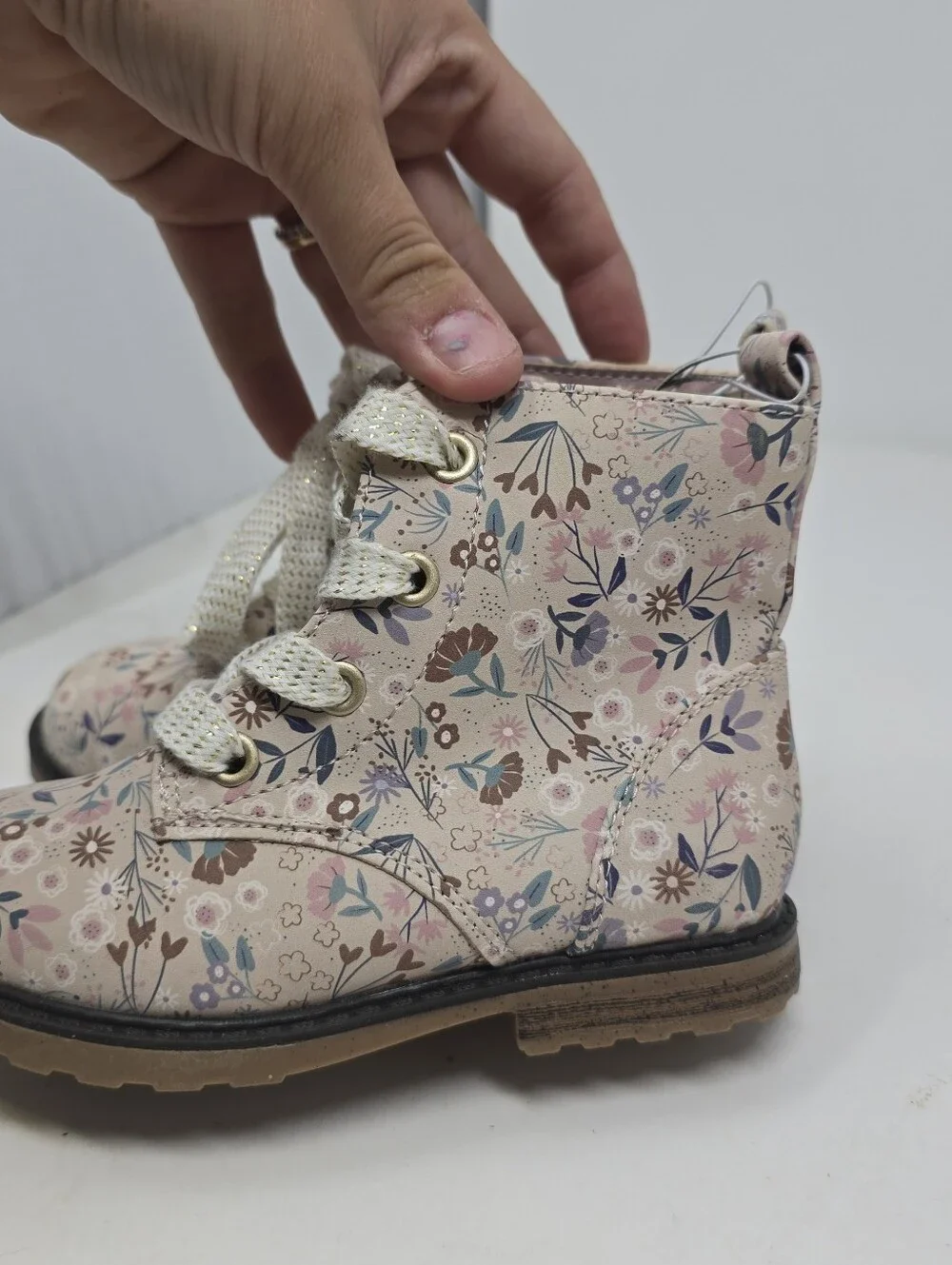 Cat & Jack Girls Size 9 Shoe Lot Bundle Lace Up Boots Pink Floral Flats